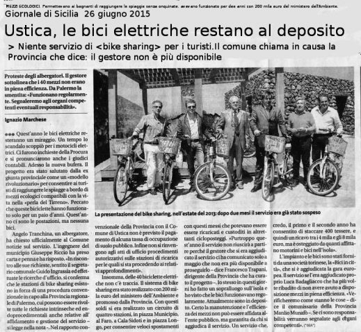 Ustica, bici elettriche